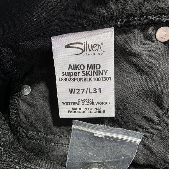 Silver Jeans Aiko Mid Super Skinny Jeans Womens 27x31 Black Stretch Fluid Denim - Picture 5 of 12